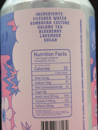 Nutrition facts label on a drink container with colorful design elements.