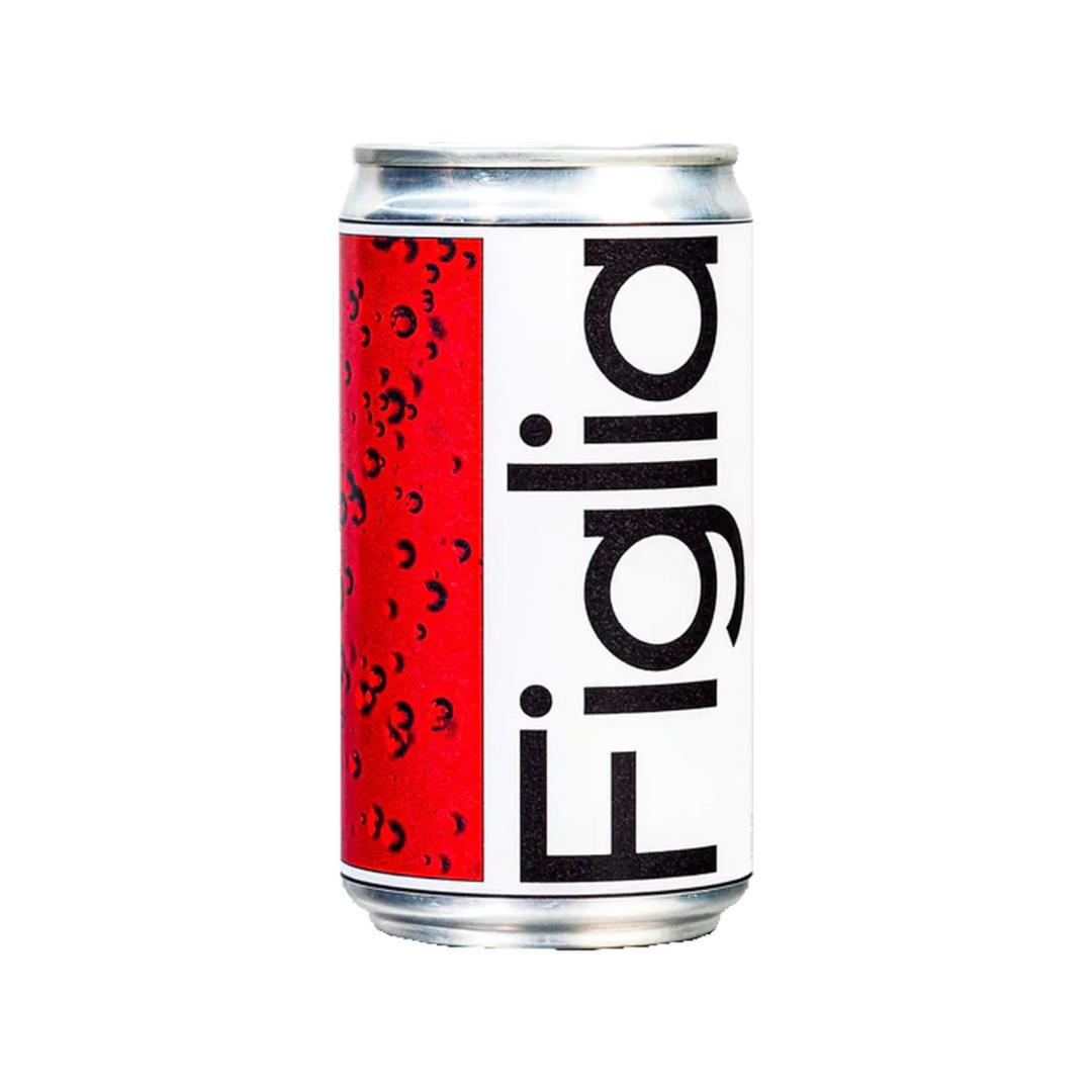 Can with red and white design and 'Fiiglia' branding on a white background