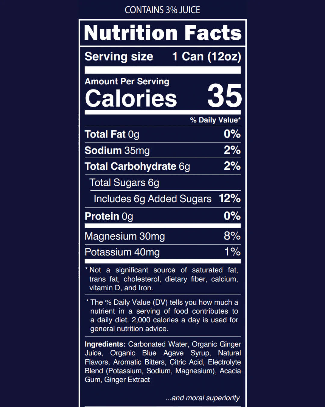 Nutrition facts label for a product on a dark background