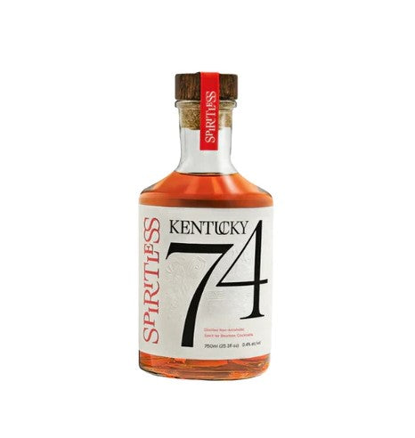 Bottle of Kentucky Spiritless 74 on a white background