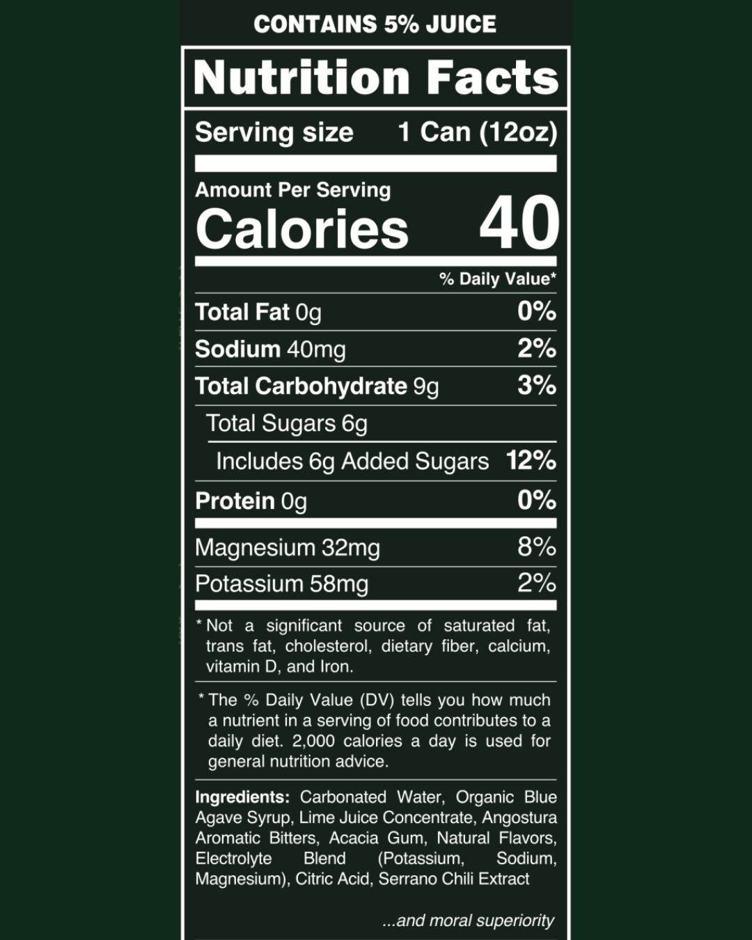 Nutrition facts label on a red background